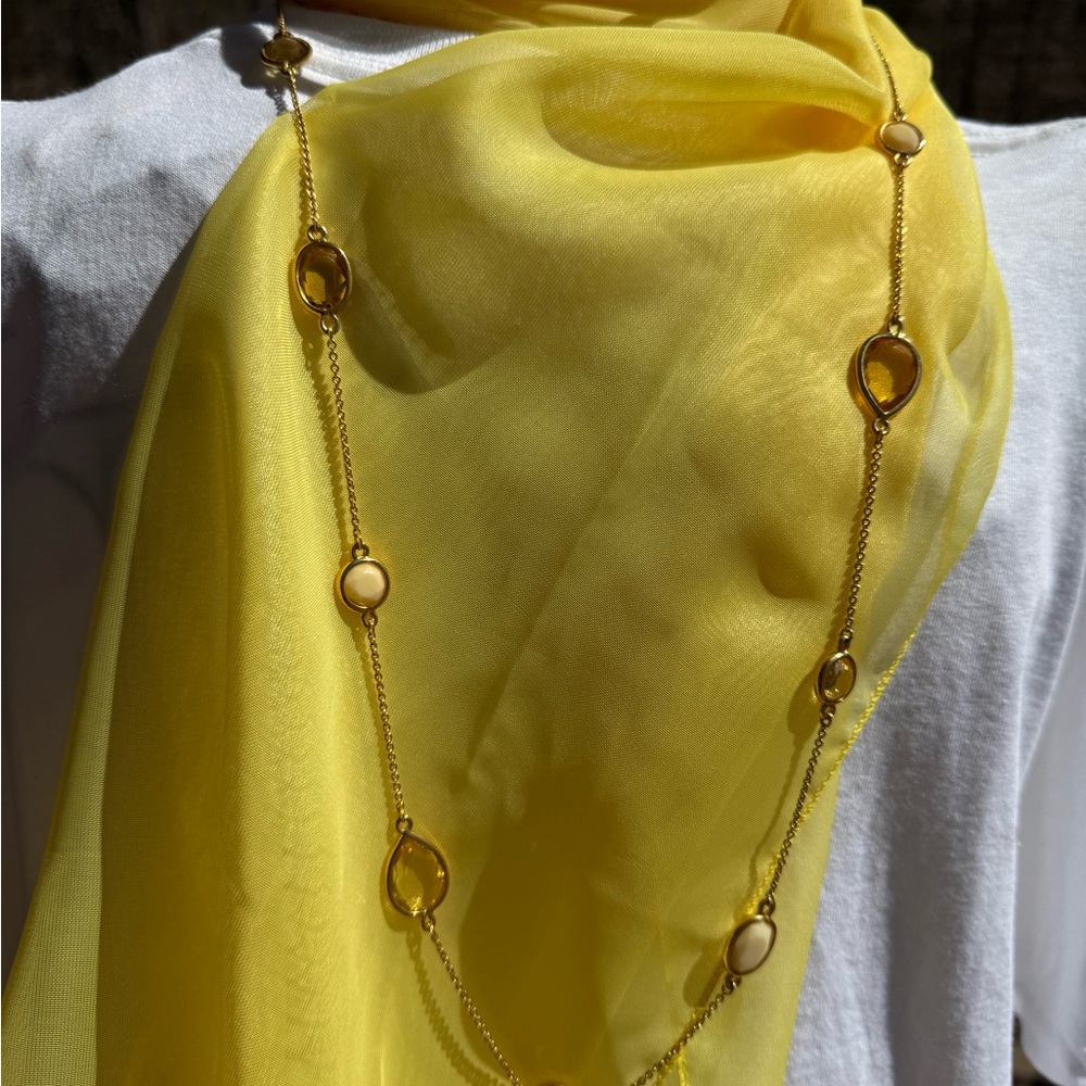 Kate Spade Long Gold Necklace with Canary Yellow & White Stones 💎 - Picture 11 of 13